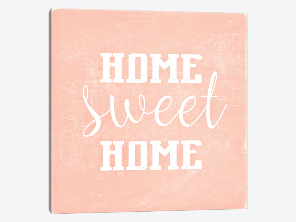 Home Sweet Home Scandi Coral Square by Monika Strigel 1-piece Canvas Artwork