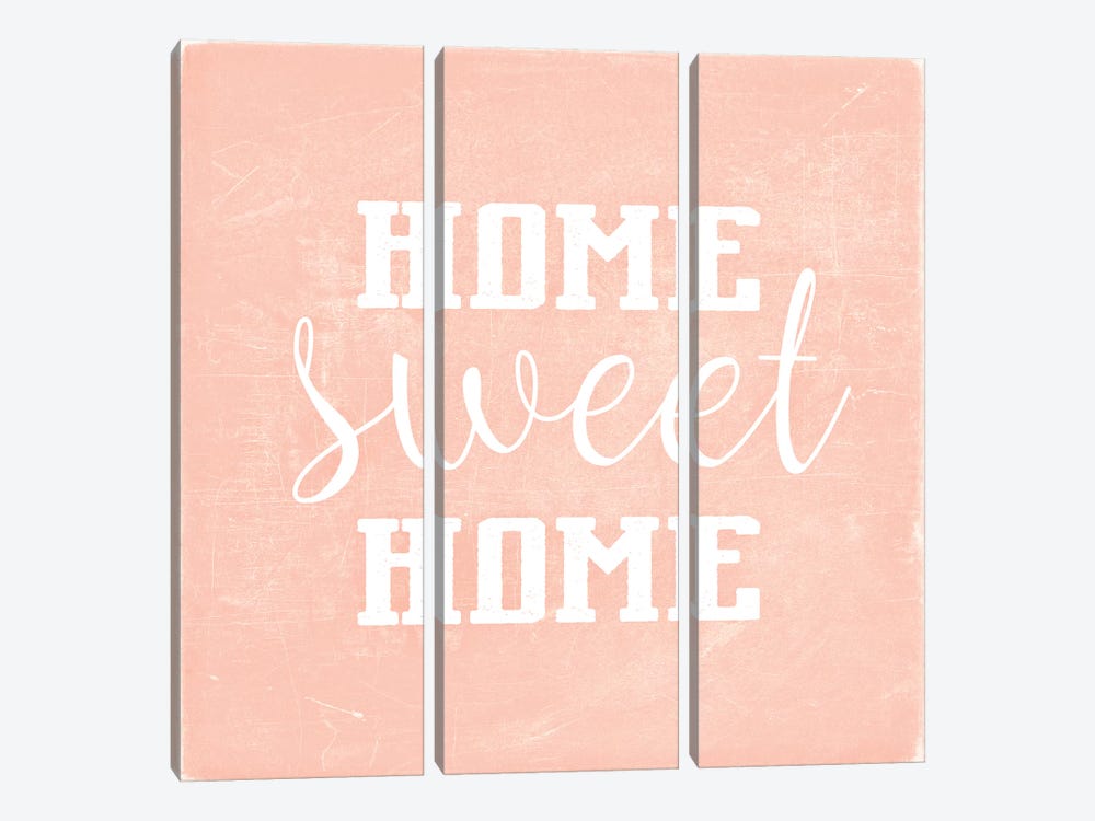 Home Sweet Home Scandi Coral Square by Monika Strigel 3-piece Canvas Art