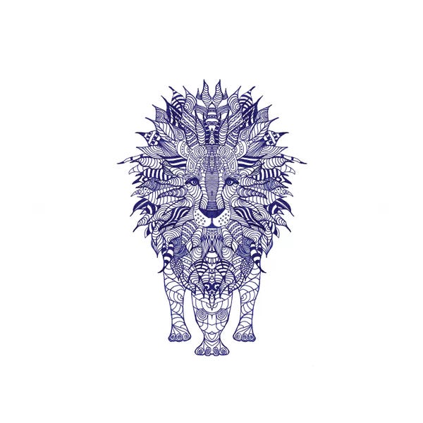 Lions: Blue Lion by Monika Strigel