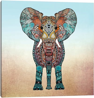 Boho Summer Elephant Canvas Art Print - Monika Strigel