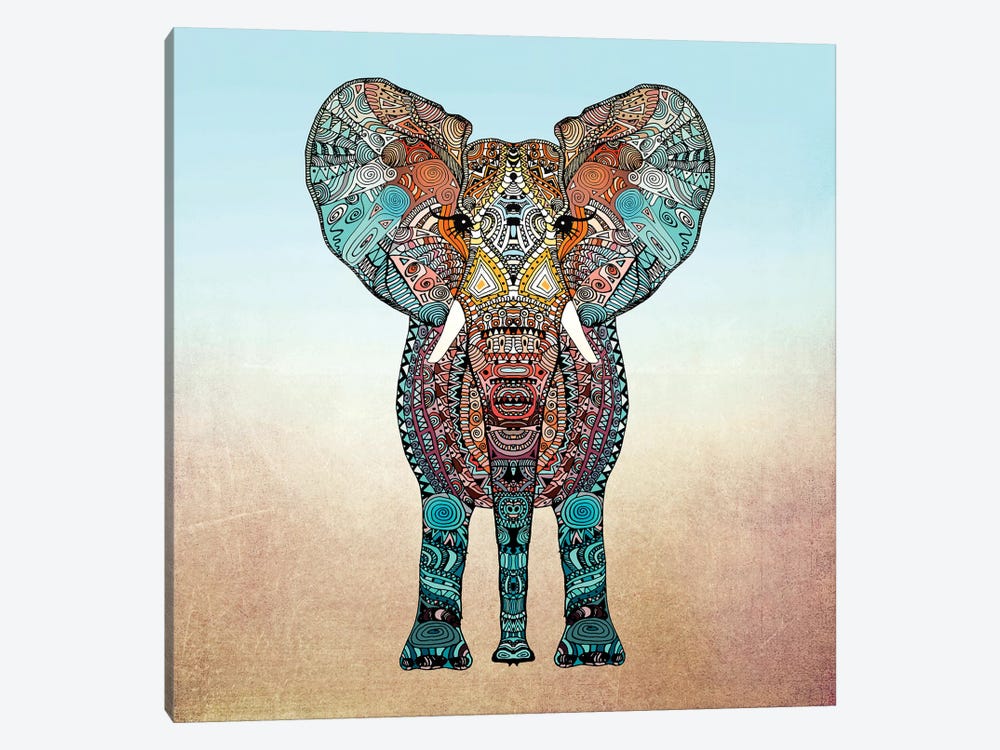Boho Summer Elephant 1-piece Canvas Art Print