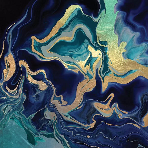 Abstract Graphic Design & Digital: Dramaqueen - Gold And Indigo by Monika Strigel