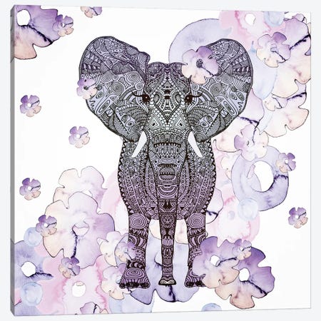 Flower Shower Elephant Canvas Print #GEL23} by Monika Strigel Canvas Art Print