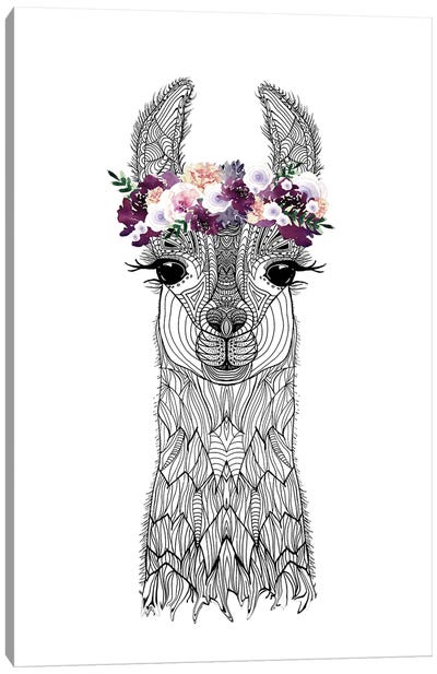 Flower Girl Alpaca Canvas Art Print - Llama & Alpaca Art