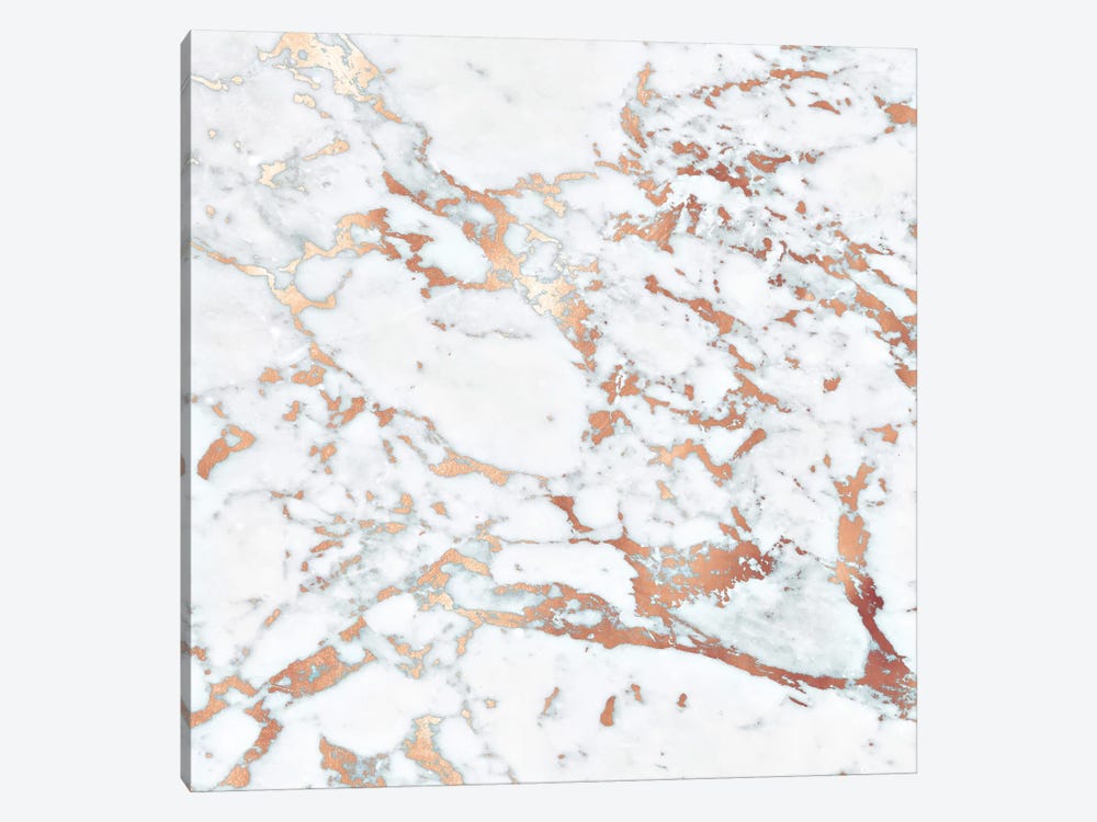 Rosegold Marble Square by Monika Strigel 1-piece Canvas Artwork