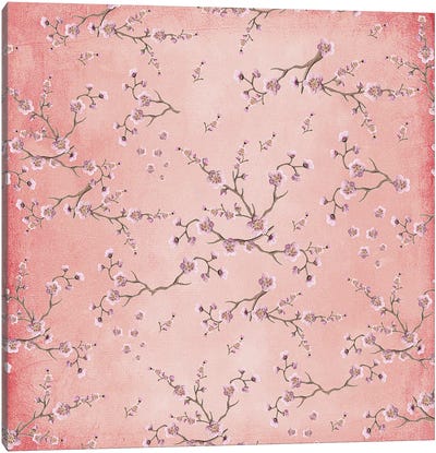 Sakura Love Blush VI Square Canvas Art Print - Cherry Blossom Art