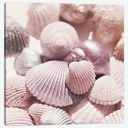 Shells And Glitter Square Canvas Print #GEL268} by Monika Strigel Canvas Art Print