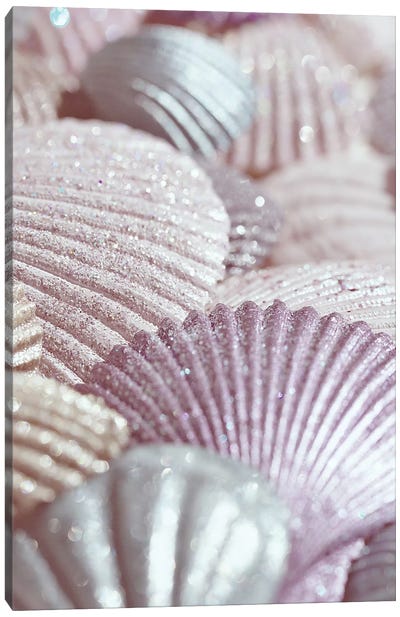 Shells And Glitter II Pink Canvas Art Print - Sea Shell Art