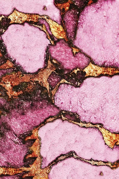 Gemstone And Gold - Dark Pink by Monika Strigel framed canvas print