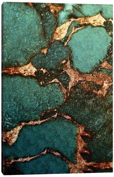 Gemstone And Gold - Emerald Canvas Art Print - Teal Abstract Art