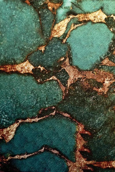 Large Modern Art - Canvas Prints: Gemstone And Gold - Emerald by Monika Strigel