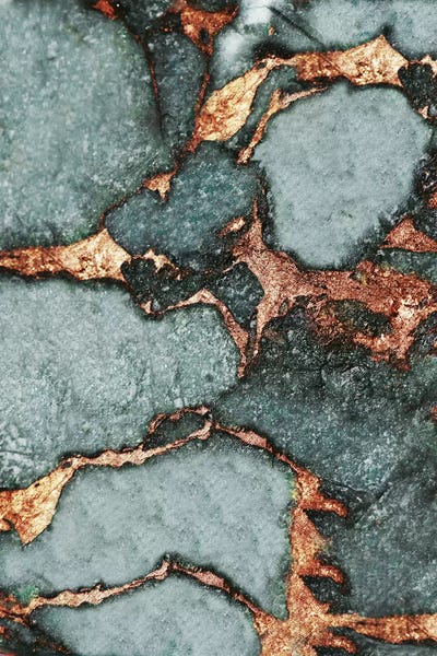 Abstract: Gemstone And Gold - Pastel Blue Grey by Monika Strigel