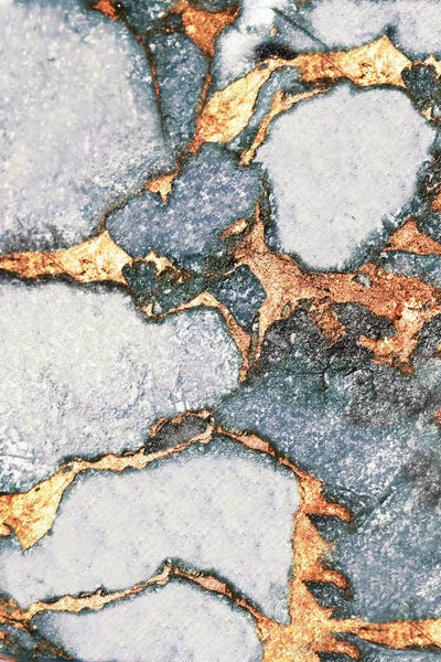 Gold Abstract Art: Gemstone And Gold - Pastel Grey by Monika Strigel