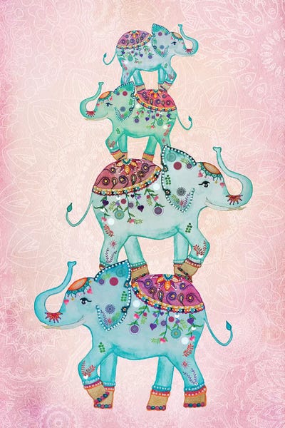 Lucky Elephants by Monika Strigel framed canvas print