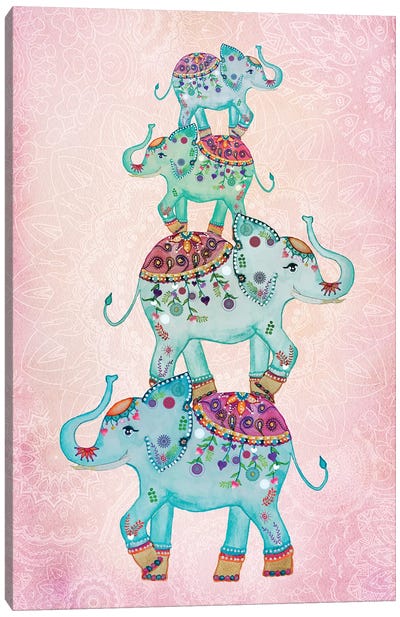 Lucky Elephants Canvas Art Print - Bohemian Instinct