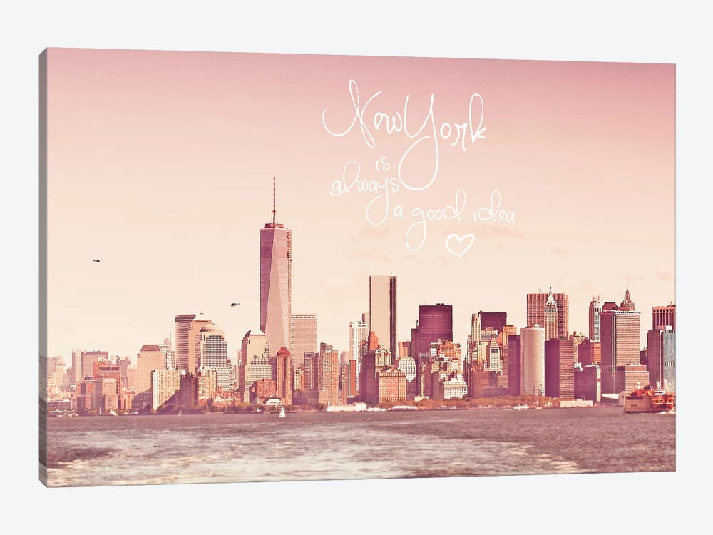 New York Skyline In Rose by Monika Strigel 1-piece Canvas Art