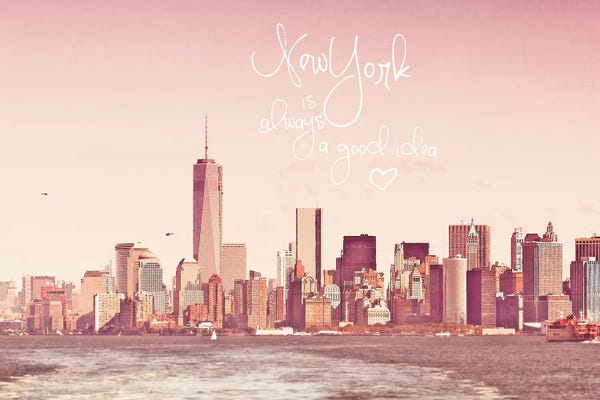 Adventure: New York Skyline In Rose by Monika Strigel