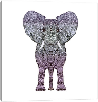 Purple Elephant Canvas Art Print - Indian Décor