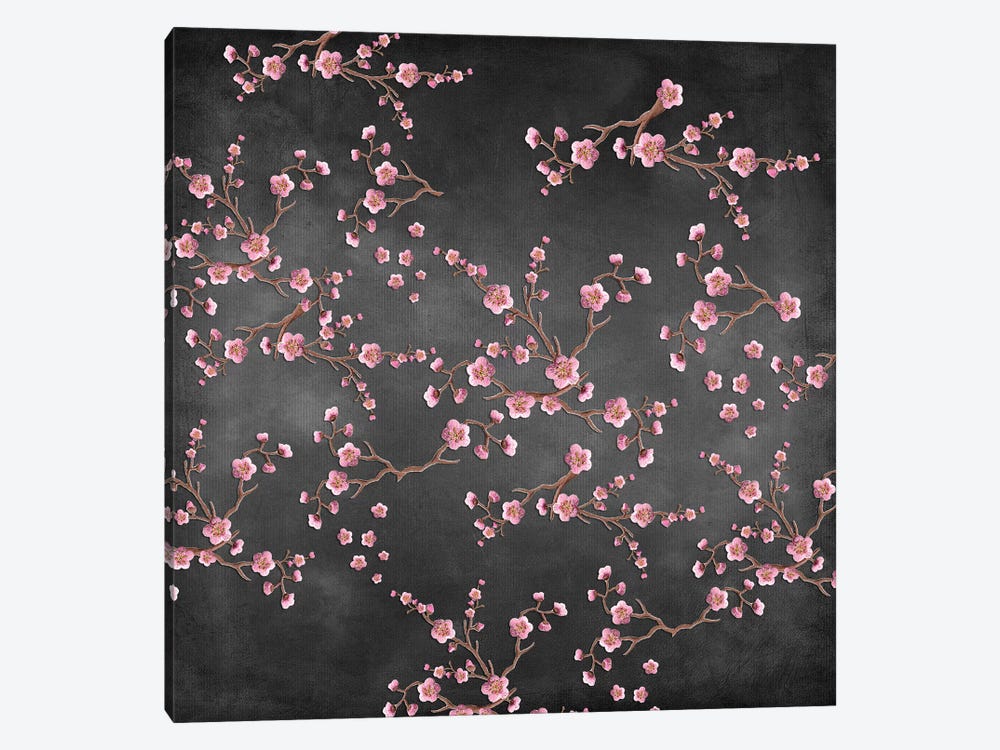 Sakura - Grunge Black by Monika Strigel 1-piece Canvas Art