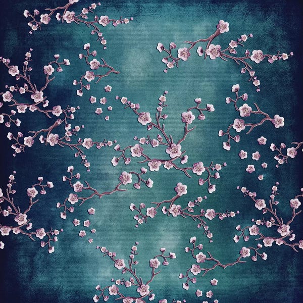 Floral & Botanical Patterns: Sakura - Love Teal by Monika Strigel