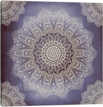 Serendipity - Indigo And Cream Canvas Art Print - Mandala Art