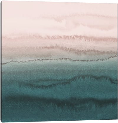 Within The Tide - Blush Meets Teal Canvas Art Print - Zen Bedroom Art