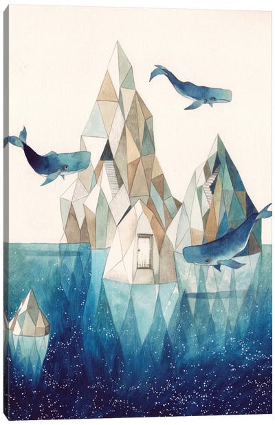 Whale Iceberg Canvas Art Print - Book Illustrations 