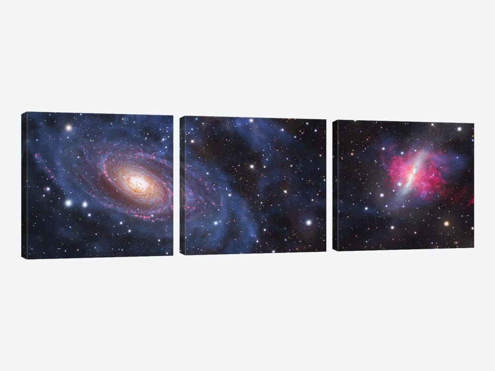 Bode's Galaxy (M81) & The Cigar Galaxy (M82) In Ursa Major by Robert Gendler 3-piece Canvas Print