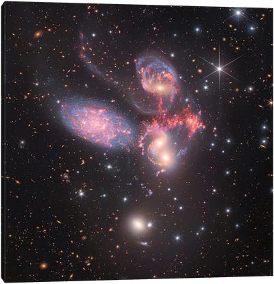 Stephan's Quintet, Compact Galactic Group In Pegasus Canvas Art Print - Nebula Art