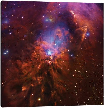 Emission & Reflection Nebula In Orion (NGC 1999) II Canvas Art Print - Nebula Art