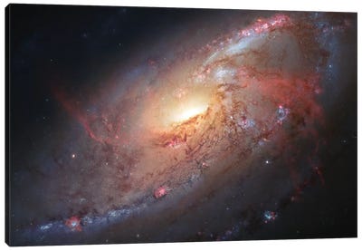 M106, Spiral Galaxy In Canes Venatici II Canvas Art Print - Galaxy Art