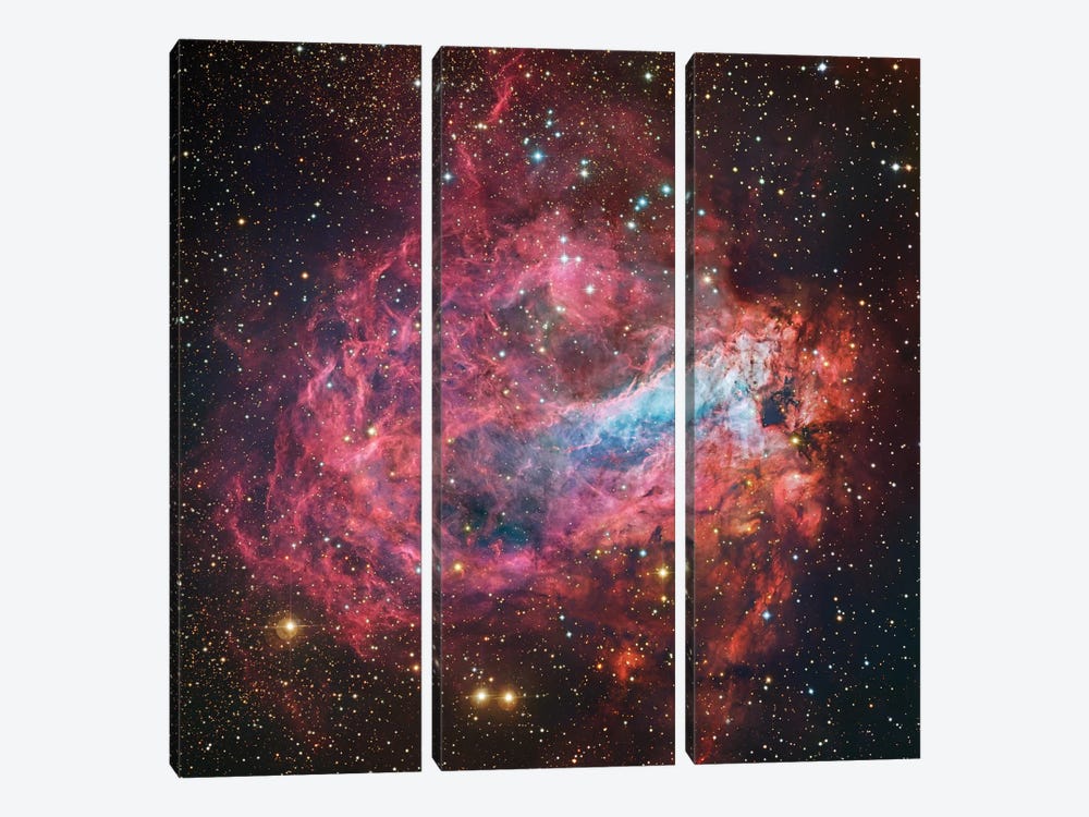 M17, Swan, Omega, Horseshoe, Lobster Nebula (NGC 6618) by Robert Gendler 3-piece Canvas Wall Art
