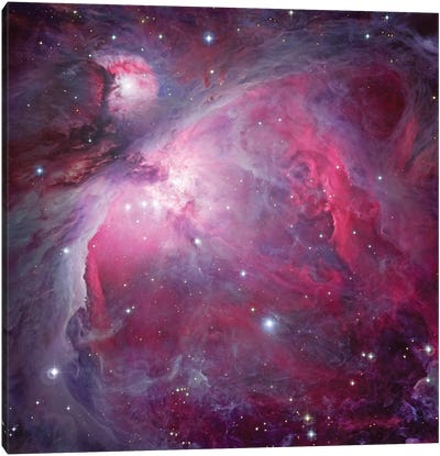 M42, The Great Nebula In Orion Canvas Art Print - Nebula Art