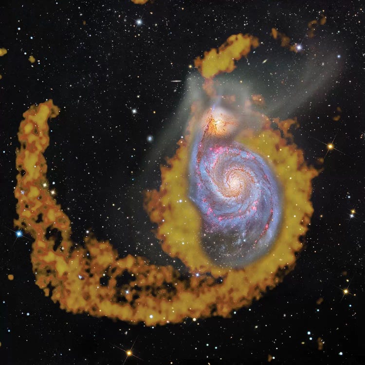 M51, The Whirlpool Galaxy Composite Radio Wave & Visible Light Image