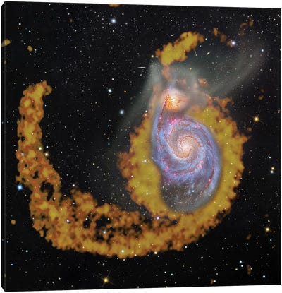 M51, The Whirlpool Galaxy Composite Radio Wave & Visible Light Image Canvas Art Print