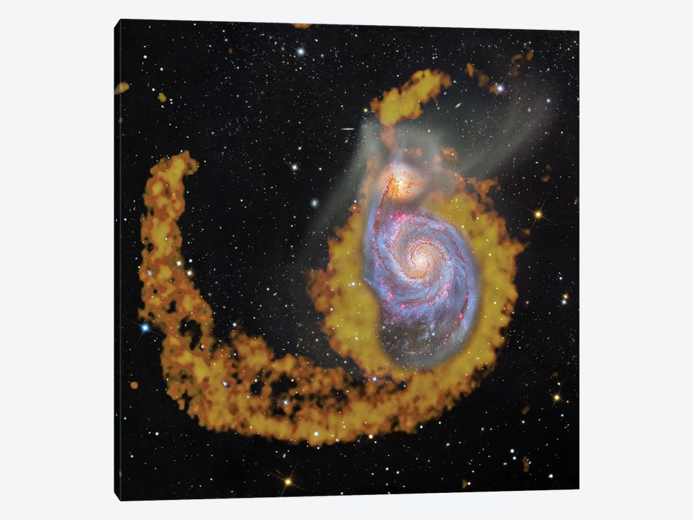 M51, The Whirlpool Galaxy Composite Radio Wave & Visible Light Image by Robert Gendler 1-piece Canvas Art
