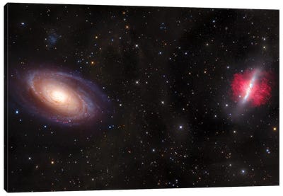 M81 & M82, Spiral Galaxy In Ursa Major I Canvas Art Print - Galaxy Art