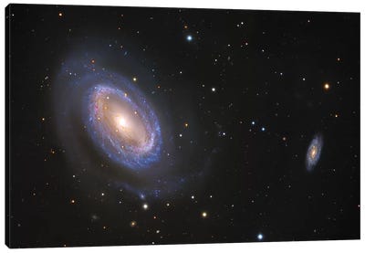 Spiral Galaxies In Coma Berenices (NGC 4725) Canvas Art Print - Galaxy Art