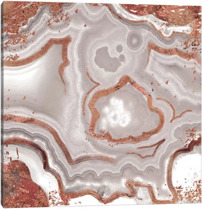 Rose Gold White Luster Canvas Art Print - Gilded Geodes