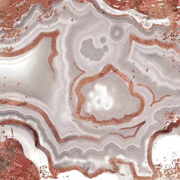 Agates, Geodes & Minerals: Rose Gold White Luster by 5by5collective