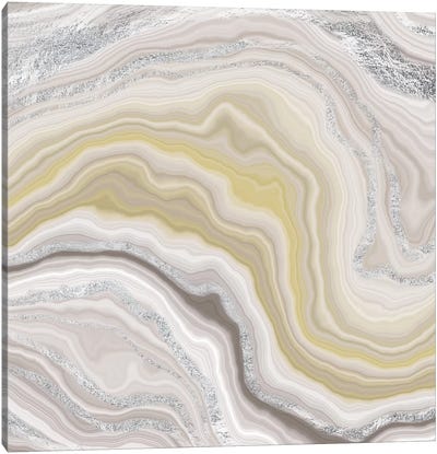 Sterling Fluidity Canvas Art Print - Gilded Geodes