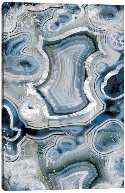 Sterling Sapphire Geode Canvas Art Print - Blue & Gray Art