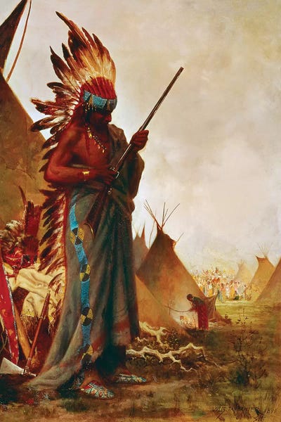 The Granger Collection: Native American And Rifle by Jules Tavernier