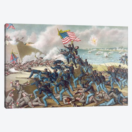 Battle Of Fort Wagner, 1863 Canvas Print #GER109} by Kurz & Allison Canvas Art