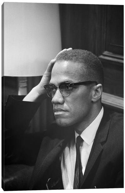 Malcolm X (1925-1965) Canvas Art Print - Male Portrait Art