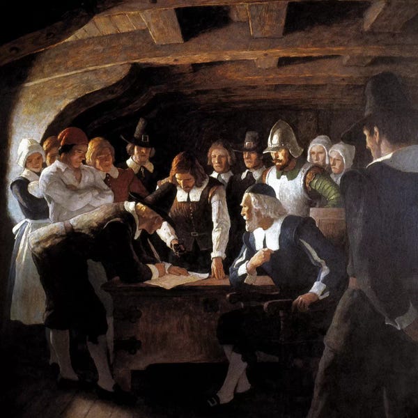 The Granger Collection: Mayflower Compact, 1620 by N.C. Wyeth