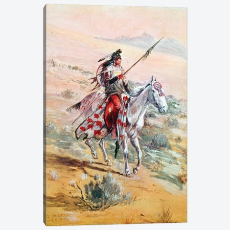 Native American Warrior Canvas Print #GER128} by Olaf Carl Seltzer Canvas Wall Art