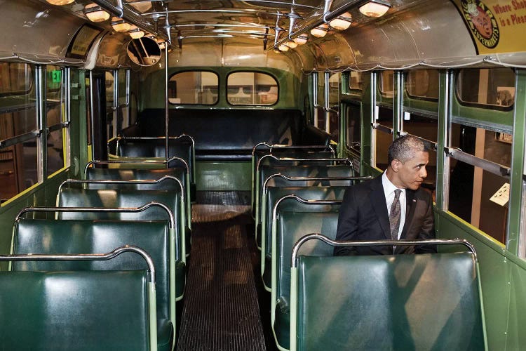 Barack Obama Sits on Rosa Parks Bus (1961- )
