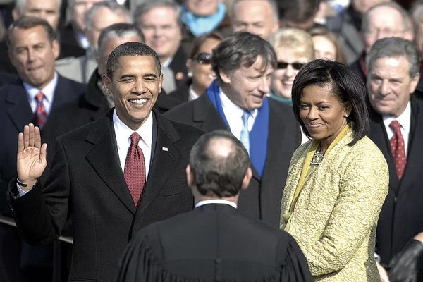 Advocacy Art: Barack Obama Being Sworn In (1961- ) by Unknown