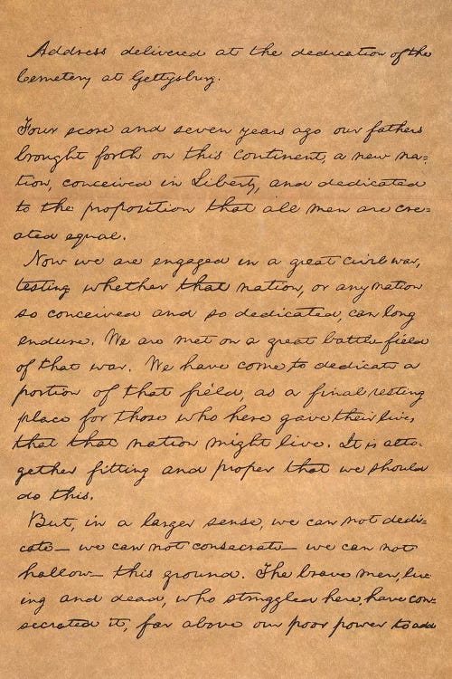 Gettysburg Address by Abraham Lincoln wall art